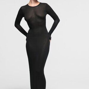 NWOT SKIMS Sheer Modal Long Dress - Onyx XS